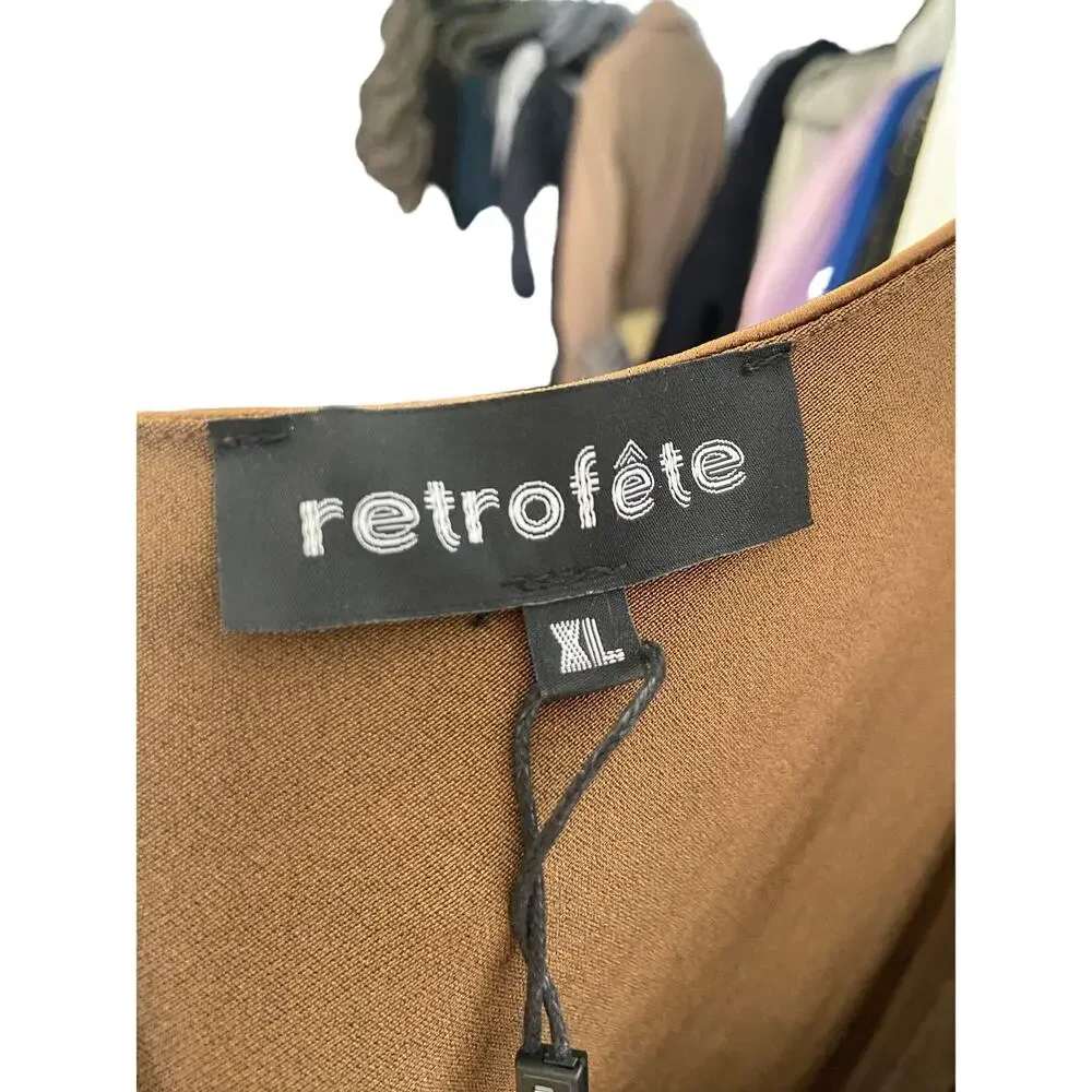 Retrofete Sylvia Dress Maxi Halter Satin Patchwork Raw Edge Formal Party Prom XL - Picture 13 of 15